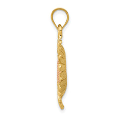 14k Two-Tone Gold Sunflower Pendant with Polished Finish Elegant Design