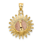 14k Two-Tone Gold Sunflower Pendant with Polished Finish Elegant Design