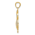 14K Gold Rhodium Accented Owl Pendant with Polished Textured Finish Men's