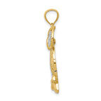 14K Gold Rhodium Diamond-Cut Moveable Owl Pendant Polished Finish