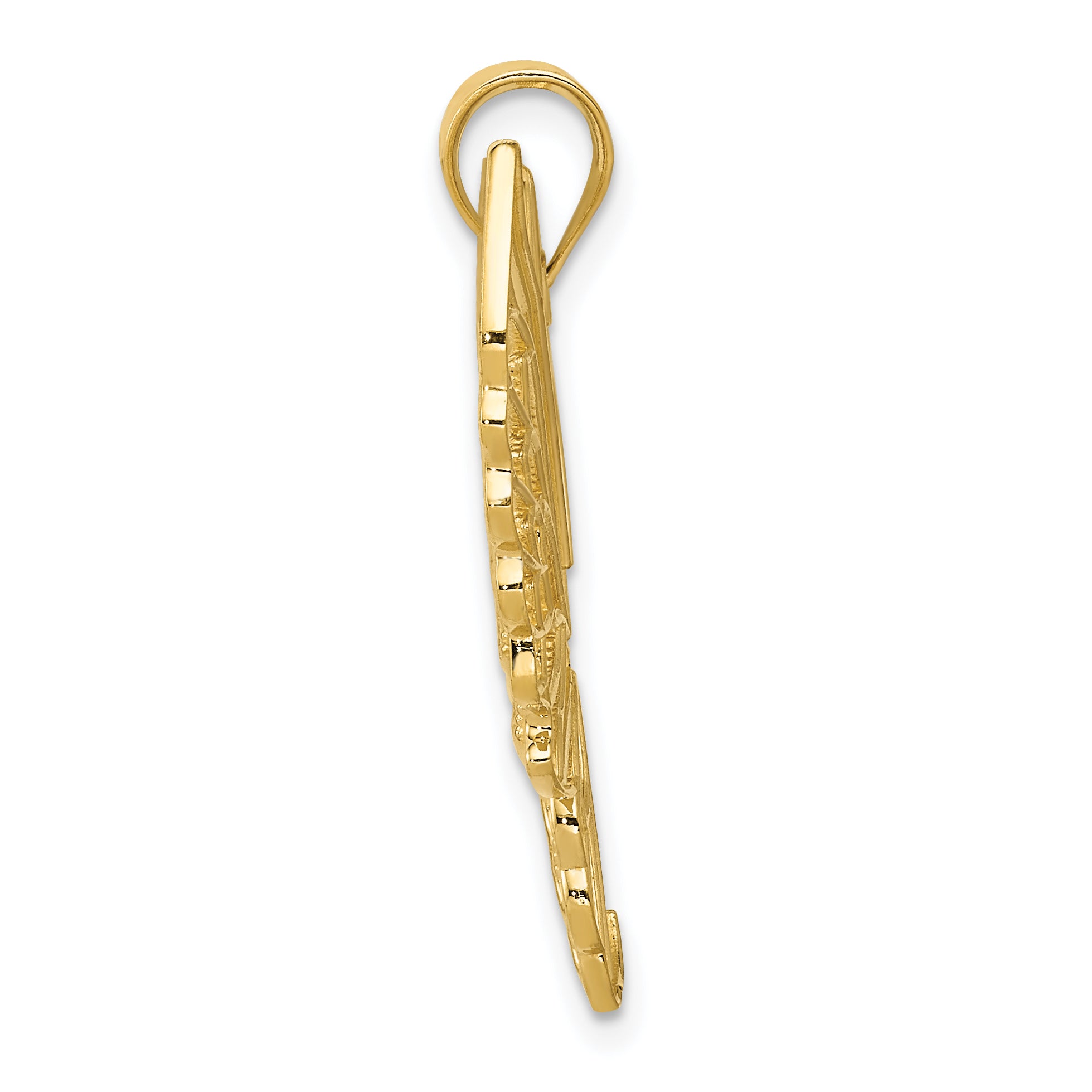 14K Gold Polished Butterfly Pendant with Textured Design Secondary image