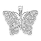 14K White Gold Two-Tone Filigree Butterfly Pendant with Polished Finish