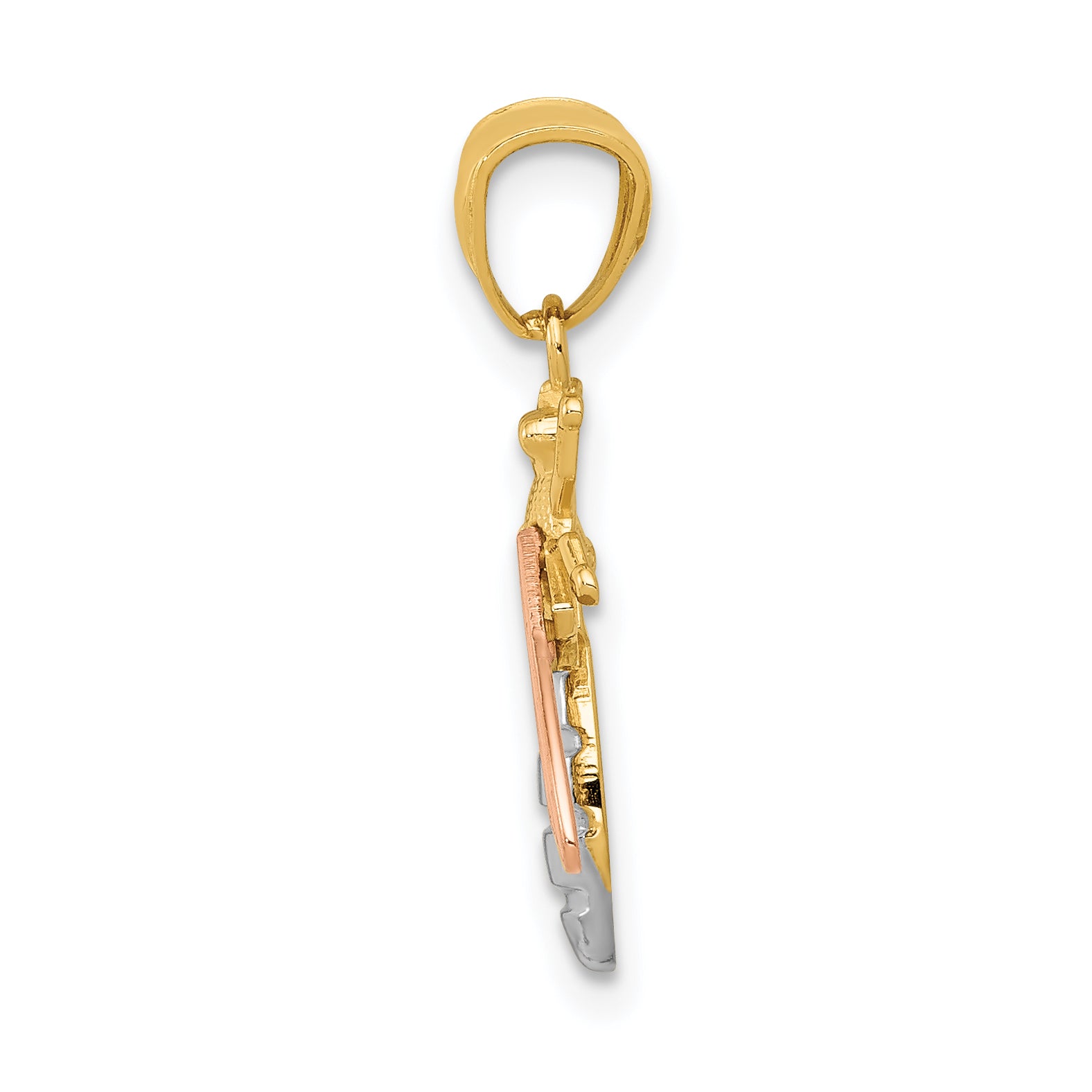 14K Two-Tone Gold Bee Pendant with White Rhodium Polished Finish