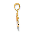 14K Two-Tone Gold Bee Pendant with White Rhodium Polished Finish