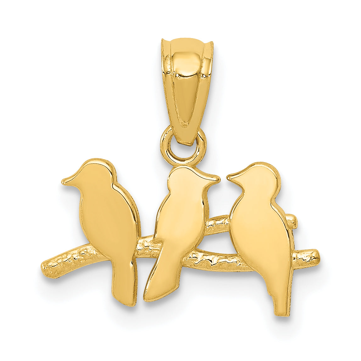 14k Polished Three Birds on a Branch Pendant Main image