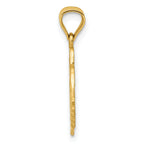 14K Gold Polished Love Birds with Heart Pendant, Diamond-Cut, Reversible