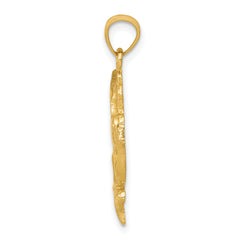 14K Gold Hummingbird and Flower Pendant with Polished Finish Elegant and Timeless