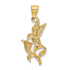 14K Gold Hummingbird and Flower Pendant with Polished Finish Elegant and Timeless