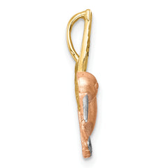 14K Two-Tone Gold Hummingbird Slide with White Rhodium Diamond-Cut Finish