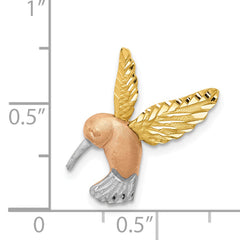 14K Two-Tone Gold Hummingbird Slide with White Rhodium Diamond-Cut Finish