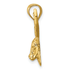 14K Gold Polished Deer Head Pendant for Men  Solid, Casted Design