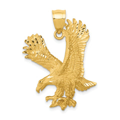 14k Satin Diamond-cut Eagle Pendant