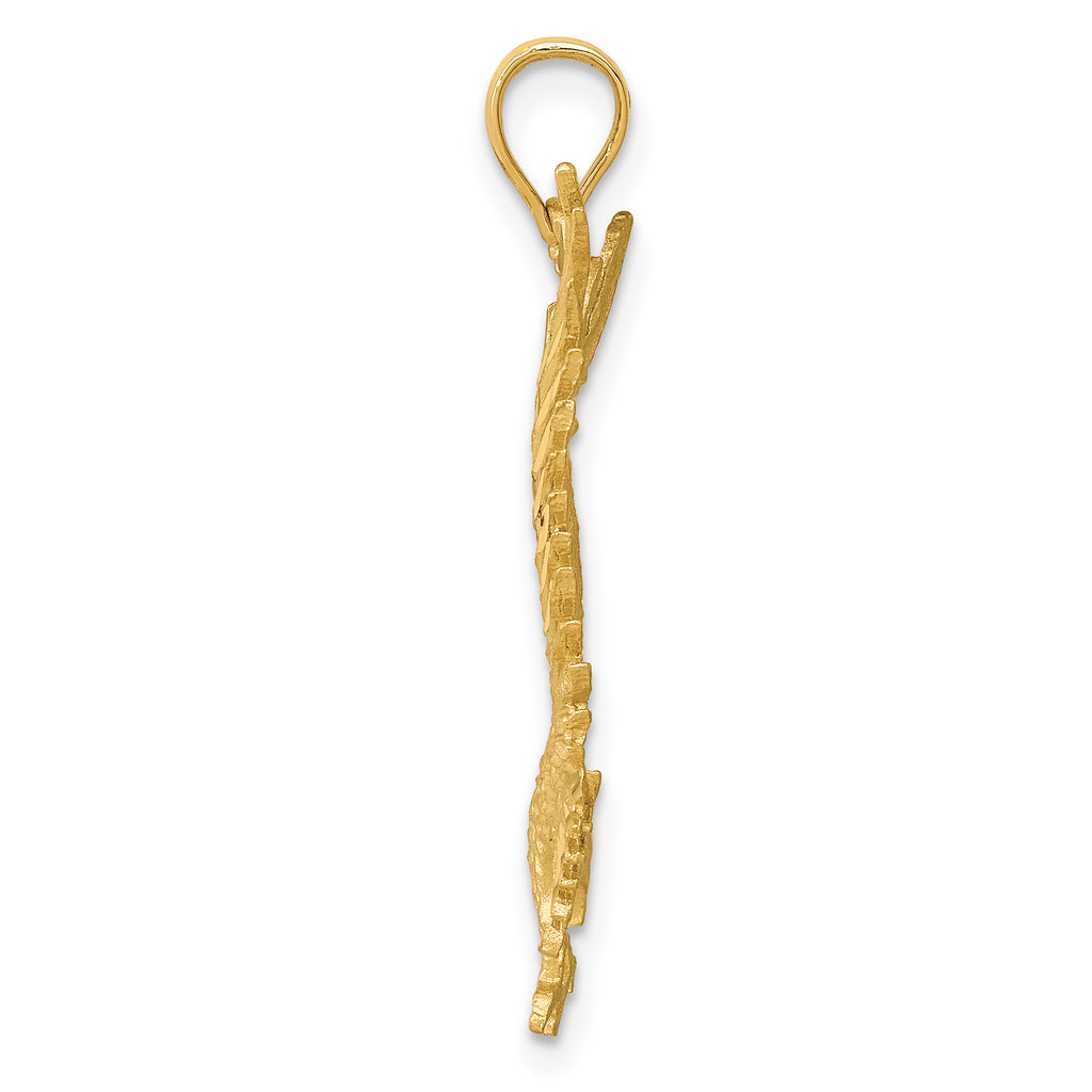 14K Gold Eagle Pendant with Polished Diamond-Cut Finish for Men