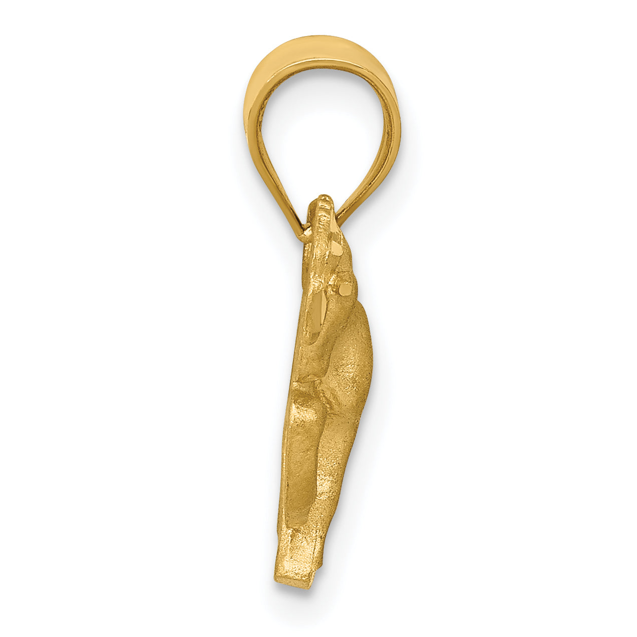 14K Gold Satin Diamond-Cut Horse Pendant for Men  Textured, Solid