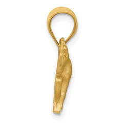 14K Gold Satin Diamond-Cut Horse Pendant for Men  Textured, Solid