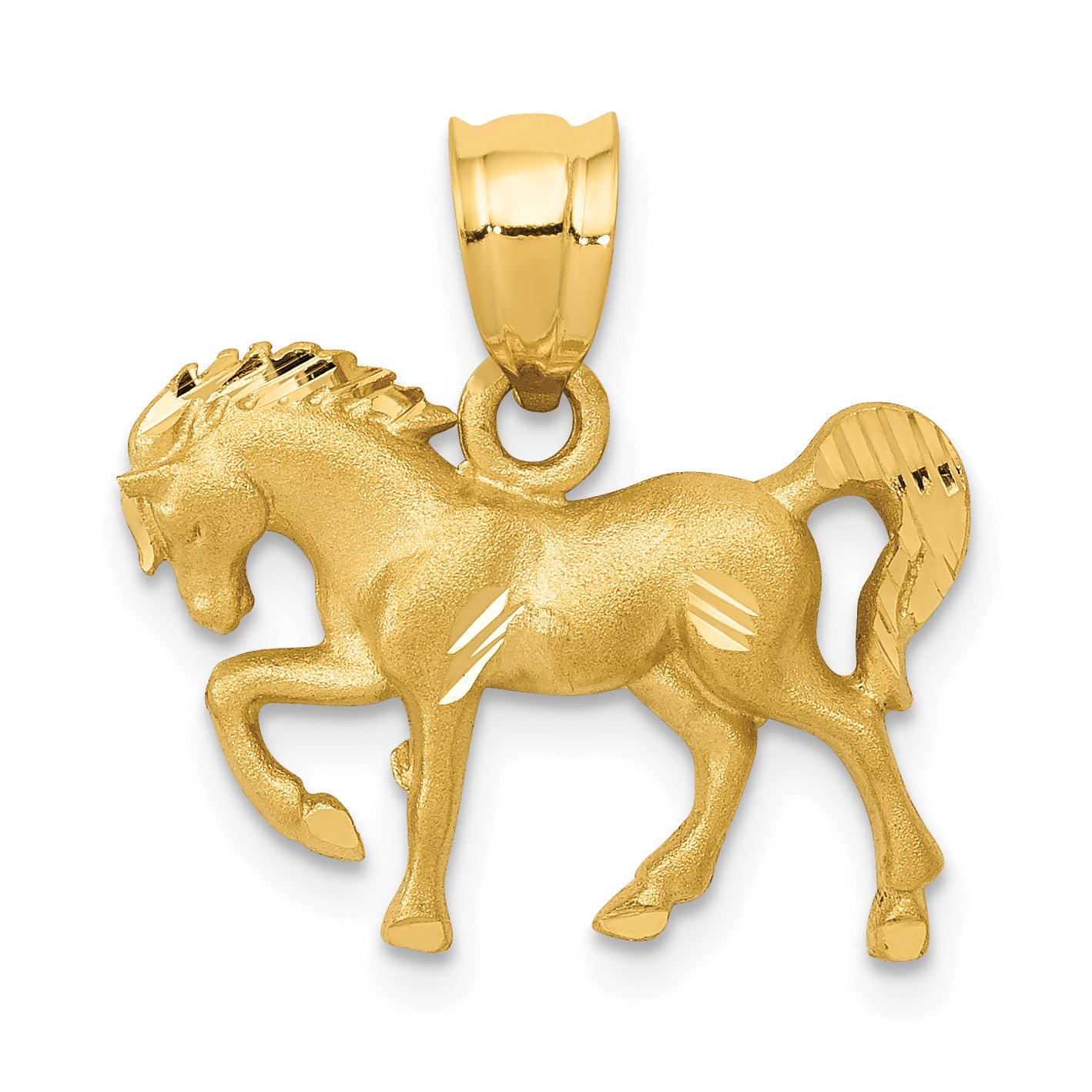 14k Satin Diamond-cut Horse Pendant Main image