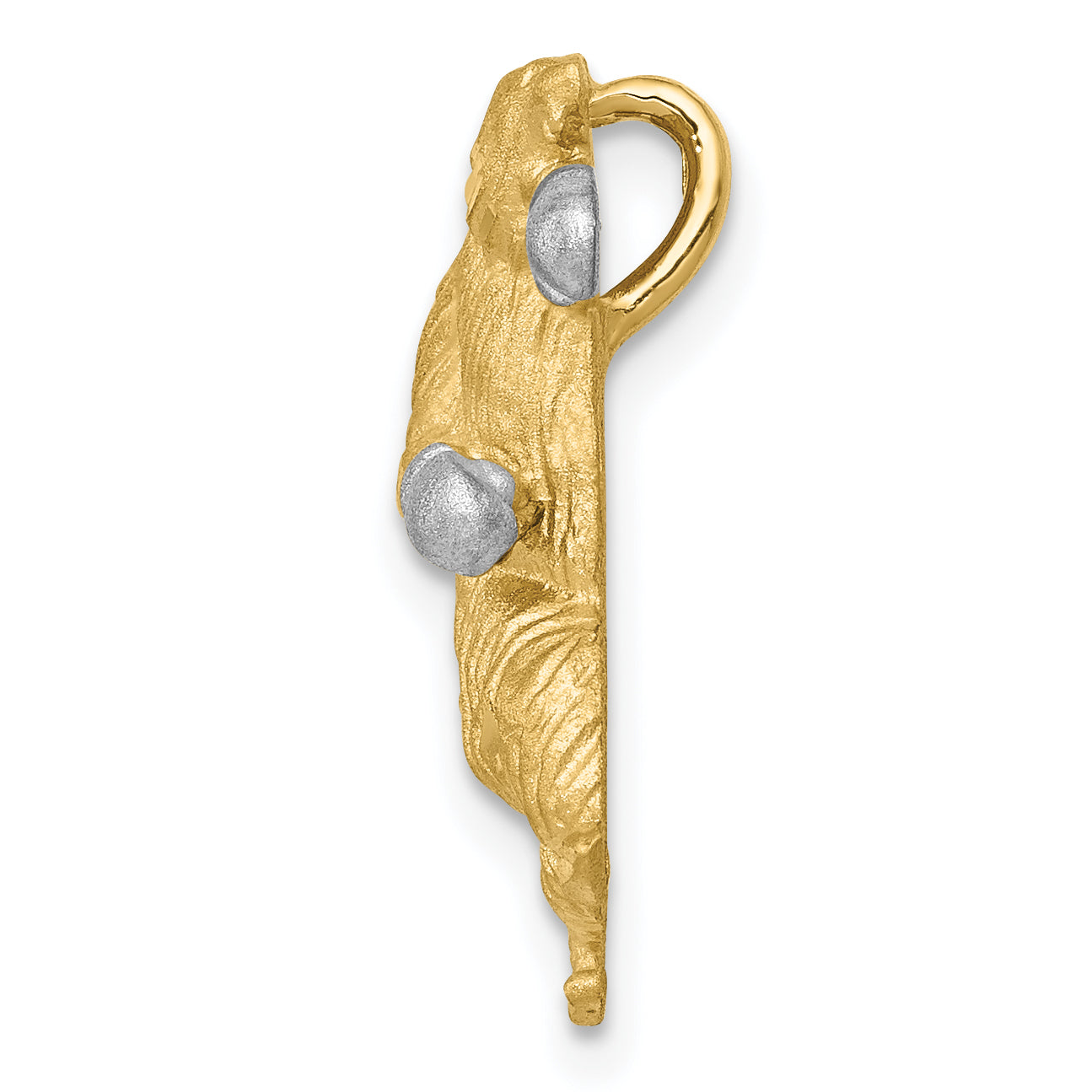 14K Gold Boxing Bear Chain Slide with White Rhodium Satin Finish