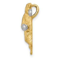14K Gold Boxing Bear Chain Slide with White Rhodium Satin Finish