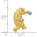14K Gold Boxing Bear Chain Slide with White Rhodium Satin Finish