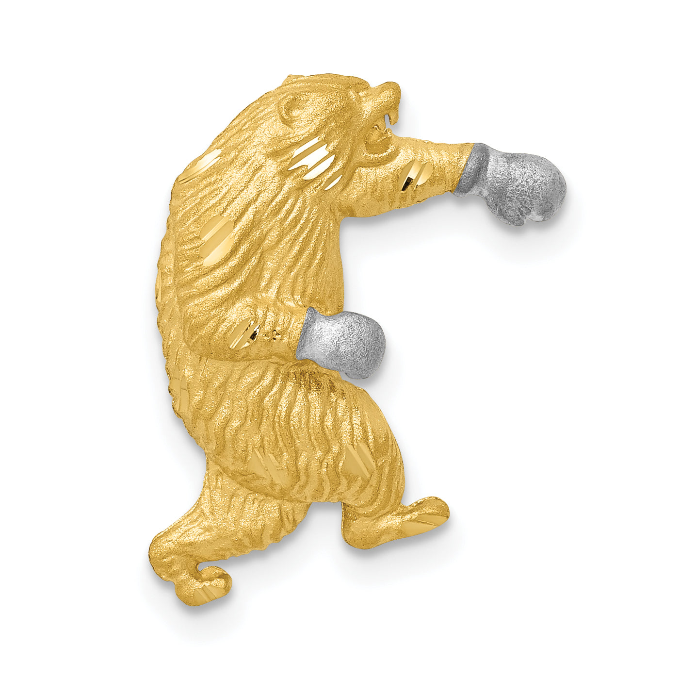 14k w/White Rhodium Satin D/C Boxing Bear Chain Slide Main image