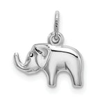 14K White Gold Polished Elephant Charm with Rhodium Finish  Elegant & Themed Design