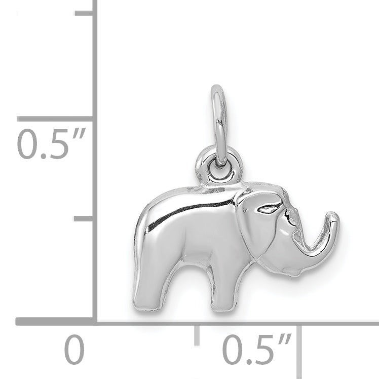14K White Gold Polished Elephant Charm with Rhodium Finish  Elegant & Themed Design