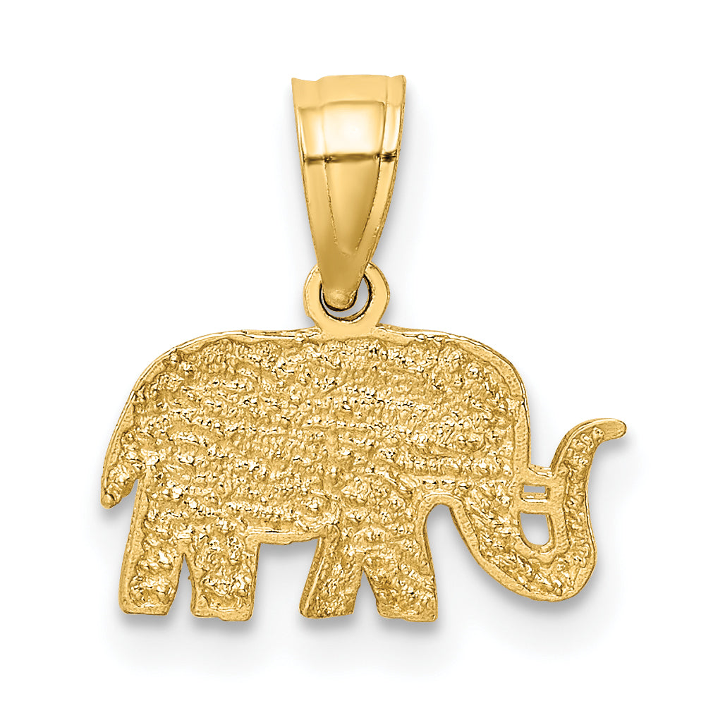 14K Gold Polished Elephant Pendant  Solid, Casted, Open-Back Design