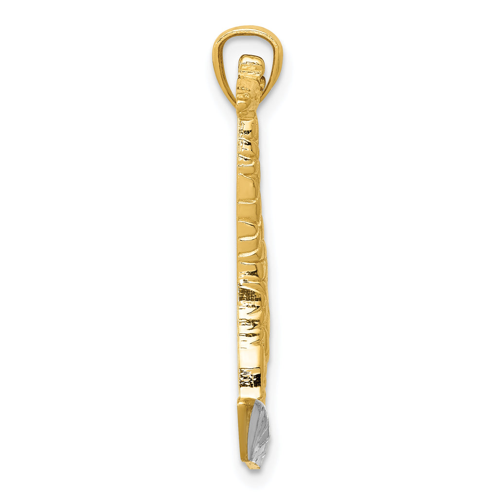 14K Gold Rhodium Accent Giraffe Pendant with Diamond-Cut Polished Finish for Men