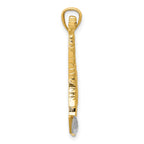 14K Gold Rhodium Accent Giraffe Pendant with Diamond-Cut Polished Finish for Men