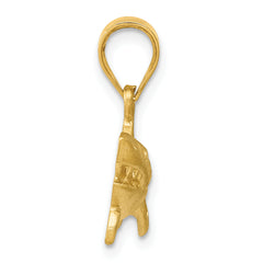 14K Gold Satin Diamond-Cut Shark Pendant for Men  Bold Brushed Finish