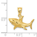 14K Gold Satin Diamond-Cut Shark Pendant for Men  Bold Brushed Finish