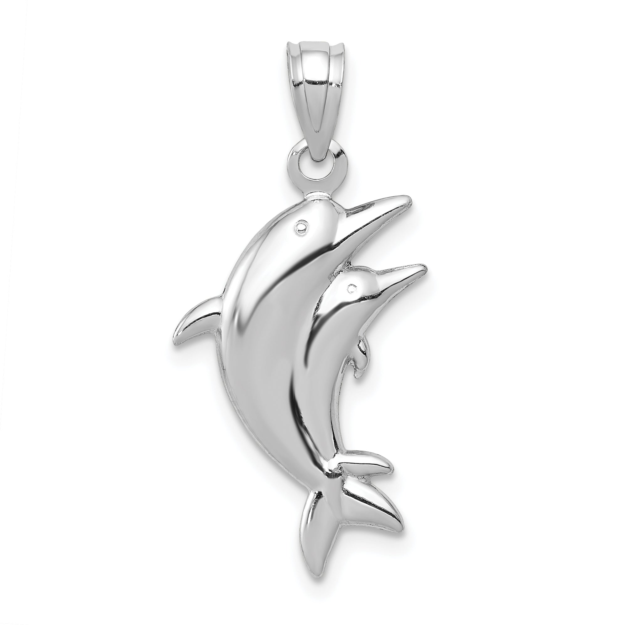14k White Gold Dolphin Pair Pendant Main image