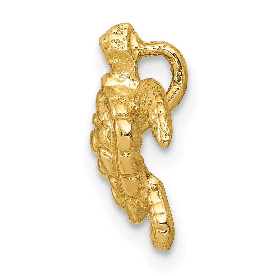14K Gold Polished Sea Turtle Slide Pendant Solid, Textured Design Secondary image