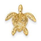 14K Gold Polished Sea Turtle Slide Pendant Solid, Textured Design