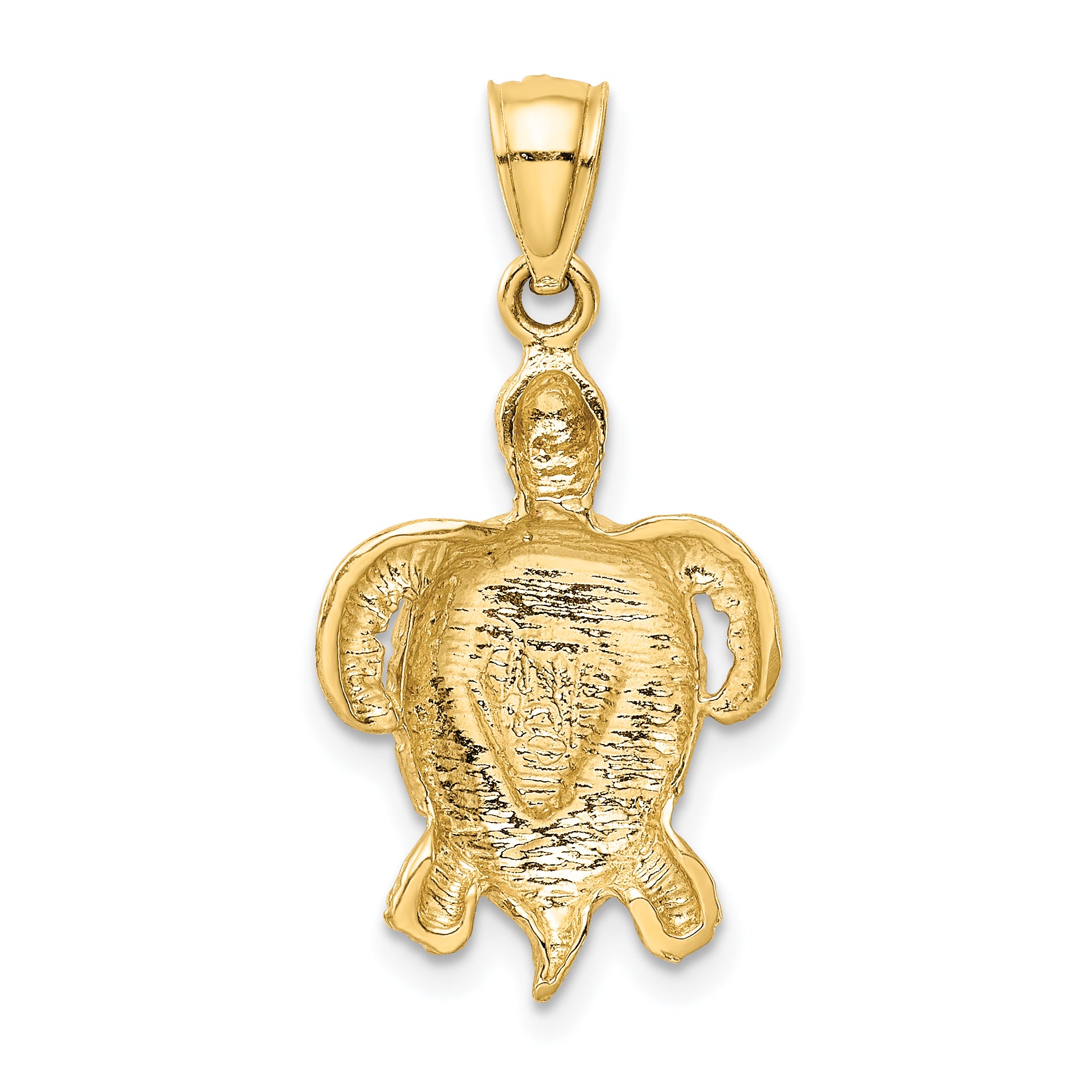 14K Gold Polished Blue Opal Turtle Pendant  Elegant, Lab-Created Gem