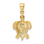 14K Gold Polished Blue Opal Turtle Pendant  Elegant, Lab-Created Gem