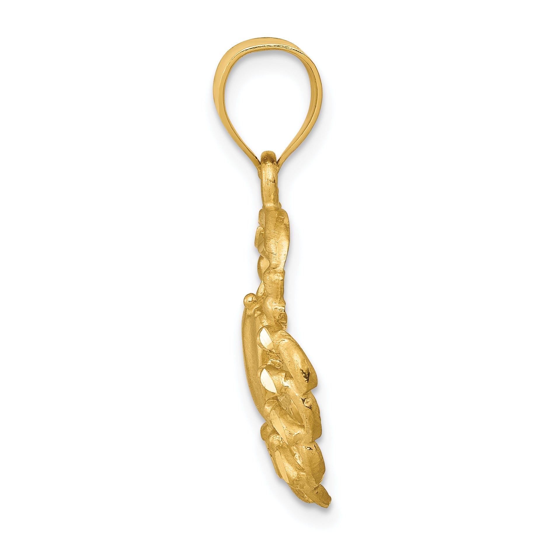14K Gold Satin Diamond-Cut Crab Pendant for Men Brushed, Cast Secondary image