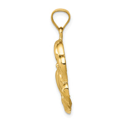 14K Gold Polished Crab Pendant for Men  Solid & Casted Jewelry