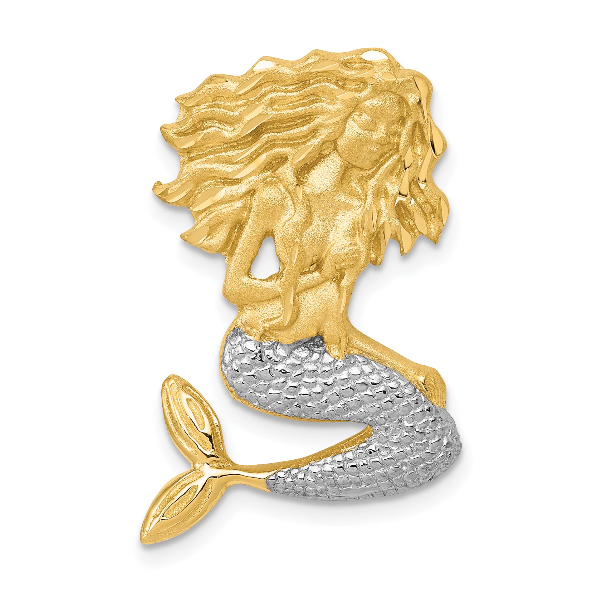 14k w/White Rhodium Satin D/C Mermaid Chain Slide Main image