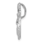 14K White Gold Satin and Diamond-Cut Mermaid Slide Pendant Elegant Rhodium Finish