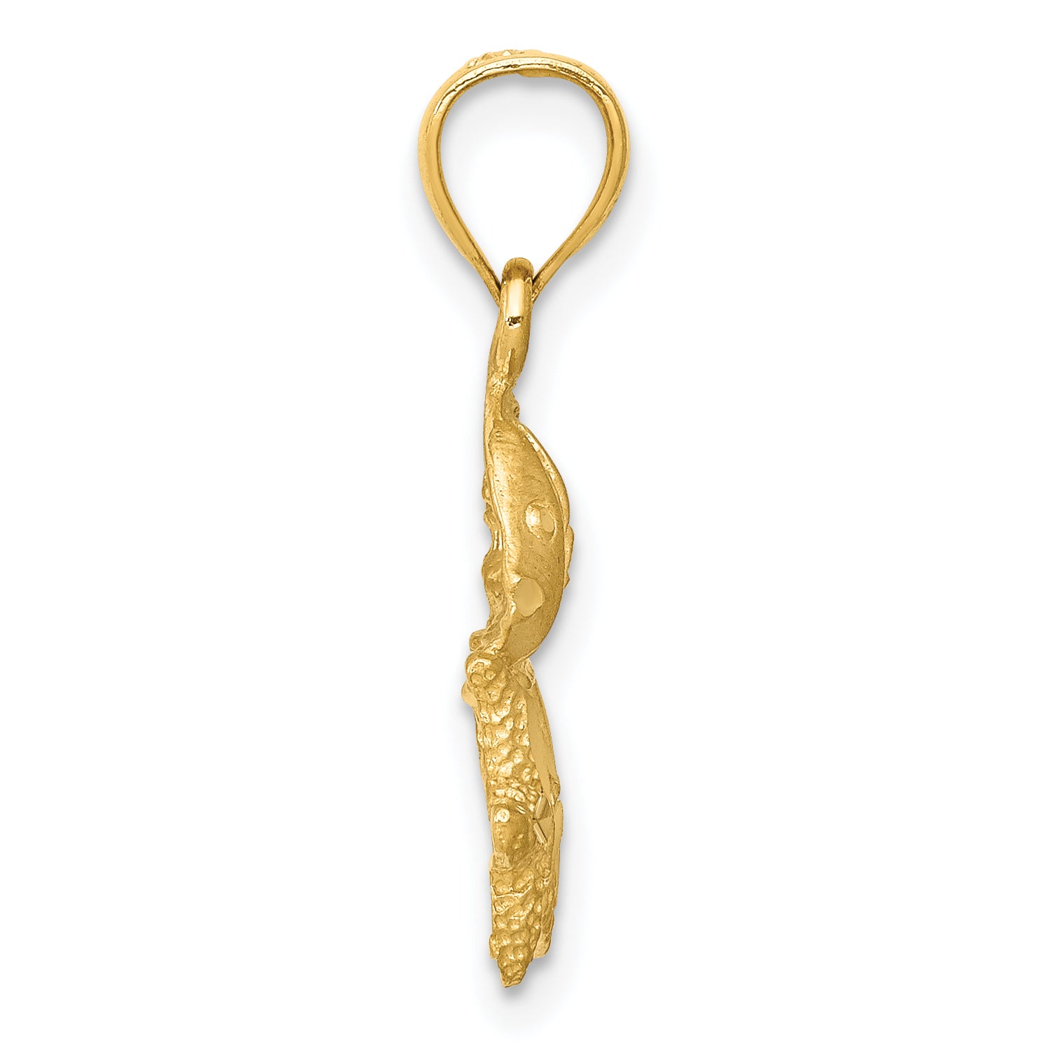 14K Gold Satin Diamond-Cut Fish, Starfish, and Sand Dollar Pendant