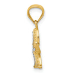 14K Gold Starfish Pendant with White Rhodium Diamond-Cut Finish