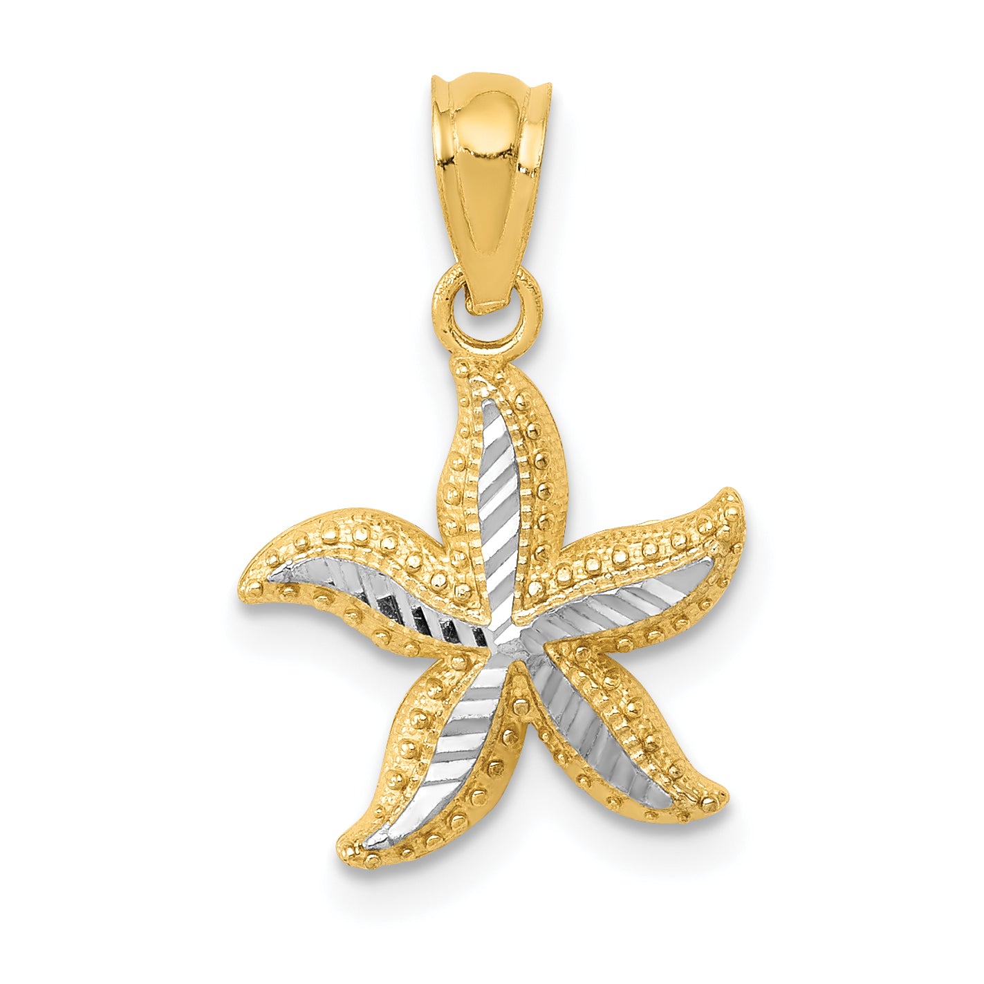 14k with White Rhodium Diamond-cut Starfish Pendant Main image