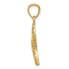14K Gold Diamond-Cut Polished Filigree Starfish Pendant