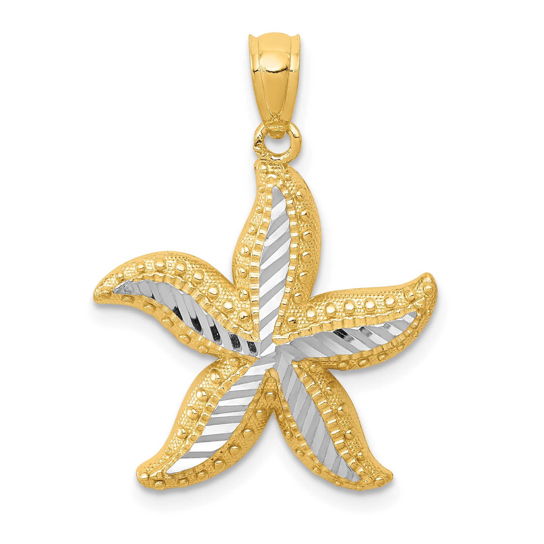 14k with White Rhodium Diamond-cut Starfish Pendant Main image