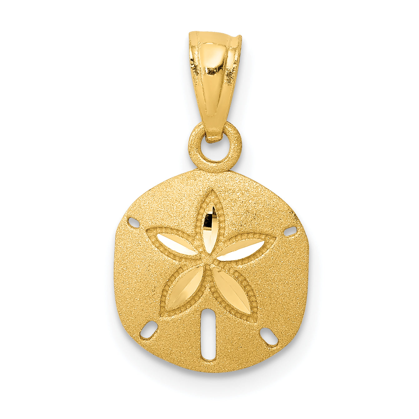 14k Satin Diamond-cut Sand Dollar Pendant Main image