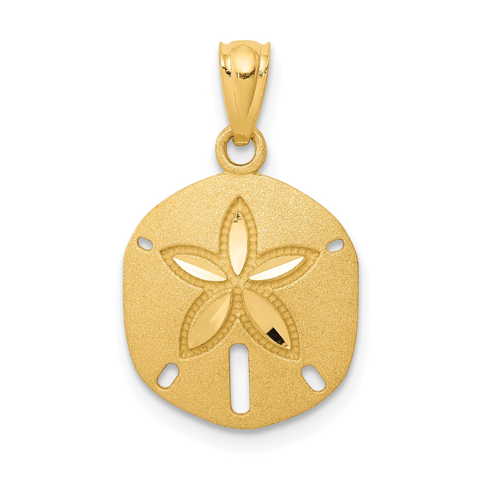 14k Satin Diamond-cut Sand Dollar Pendant Main image