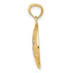 14K Gold Rhodium Diamond-Cut Polished Sand Dollar Pendant for Men