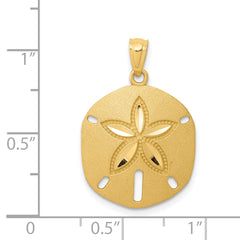 14K Gold Satin Diamond-Cut Sand Dollar Pendant for Men  Elegant Brushed Finish