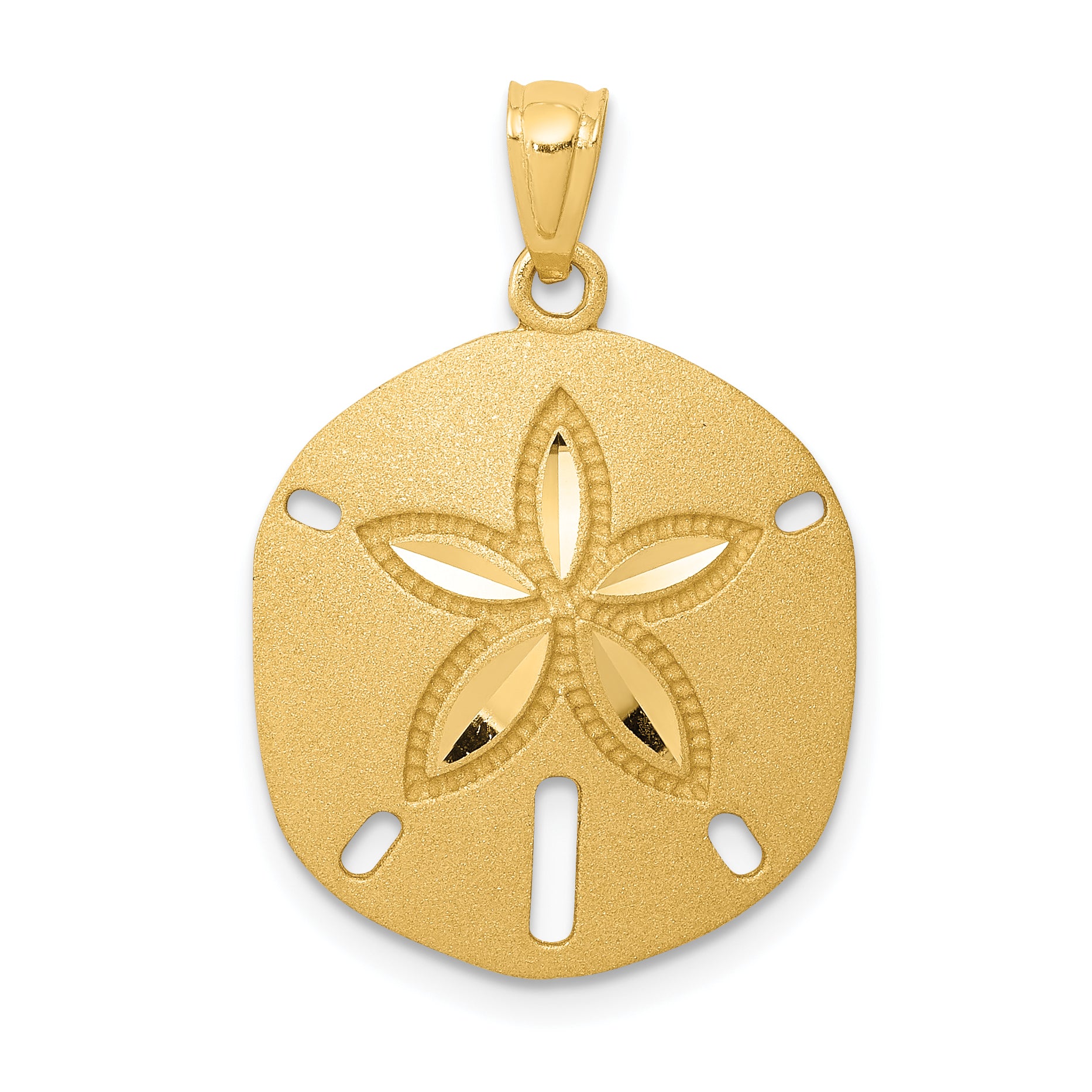 14k Satin Diamond-cut Sand Dollar Pendant Main image